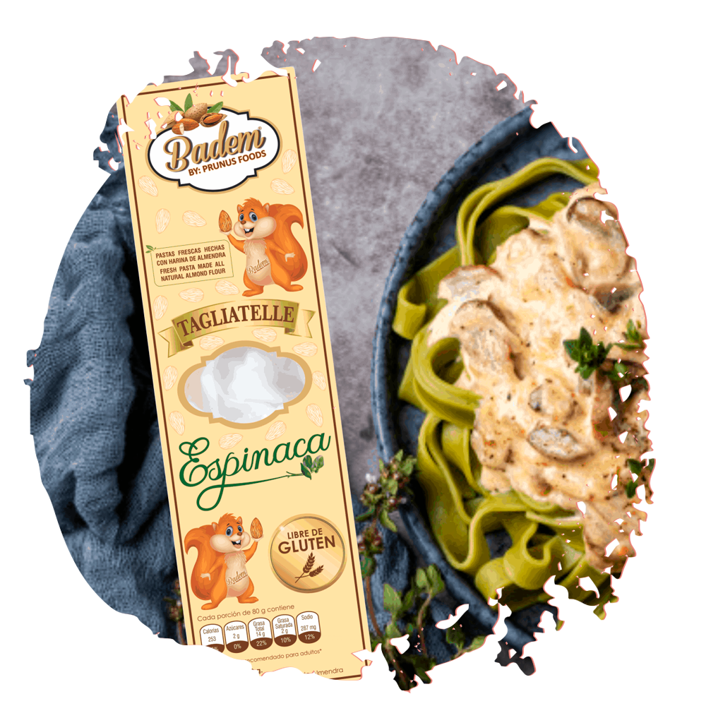 Pasta Tagliatelle Espinaca Badem libre de Gluten